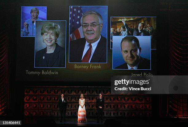 Robert Gant, Thea Gill and Peter Paige onstage at the 20th Annual GLAAD Media Awards held at NOKIA Theatre LA LIVE on April 18, 2009 in Los Angeles,...