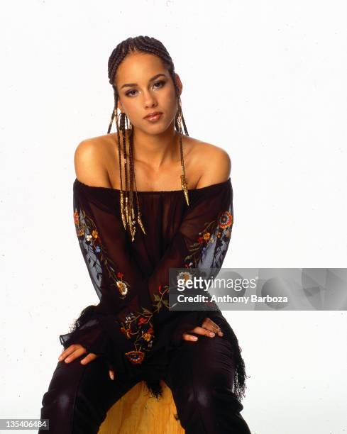 Portrait of Grammy Award winning American singer Alicia Keys, New York, New York, 2001.