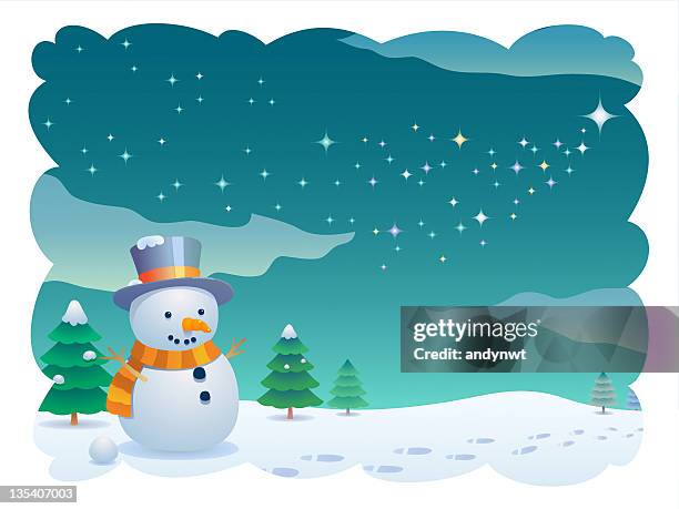 snowman in winter - winter vegetables stock illustrations