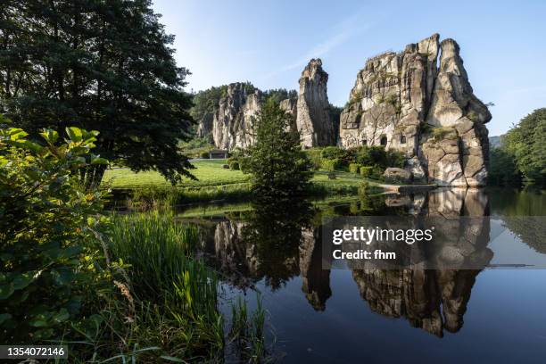 externsteine and wiembecketeich (northrine-westphalia, germany) - north rhine westphalia bildbanksfoton och bilder