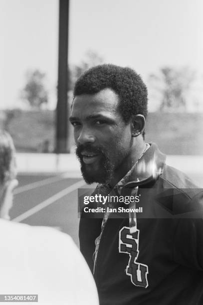 American sprinter, John Carlos at the training ground at the Olympic Games in Munich, West Germany, 24th August 1972. Carlos, who is not competing at...