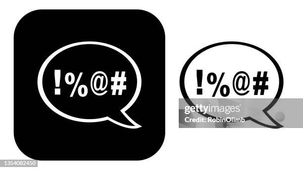 stockillustraties, clipart, cartoons en iconen met black and white swearing speech bubble icons - onbeschaafdheid
