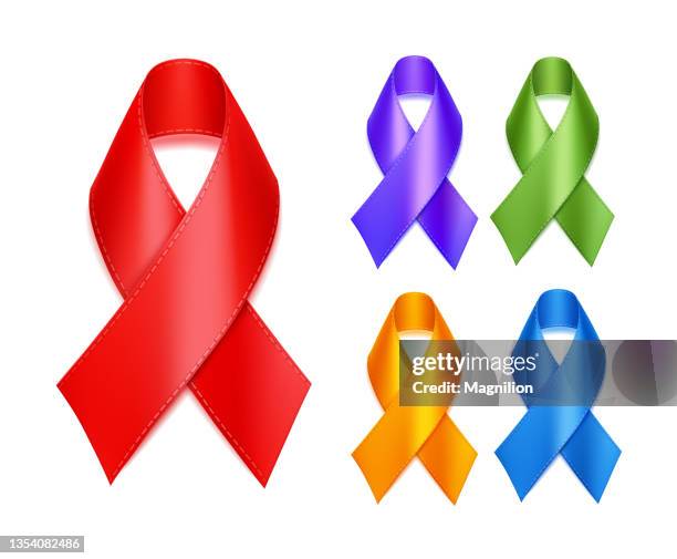 social awareness symbol ribbon - aids logo stock illustrations