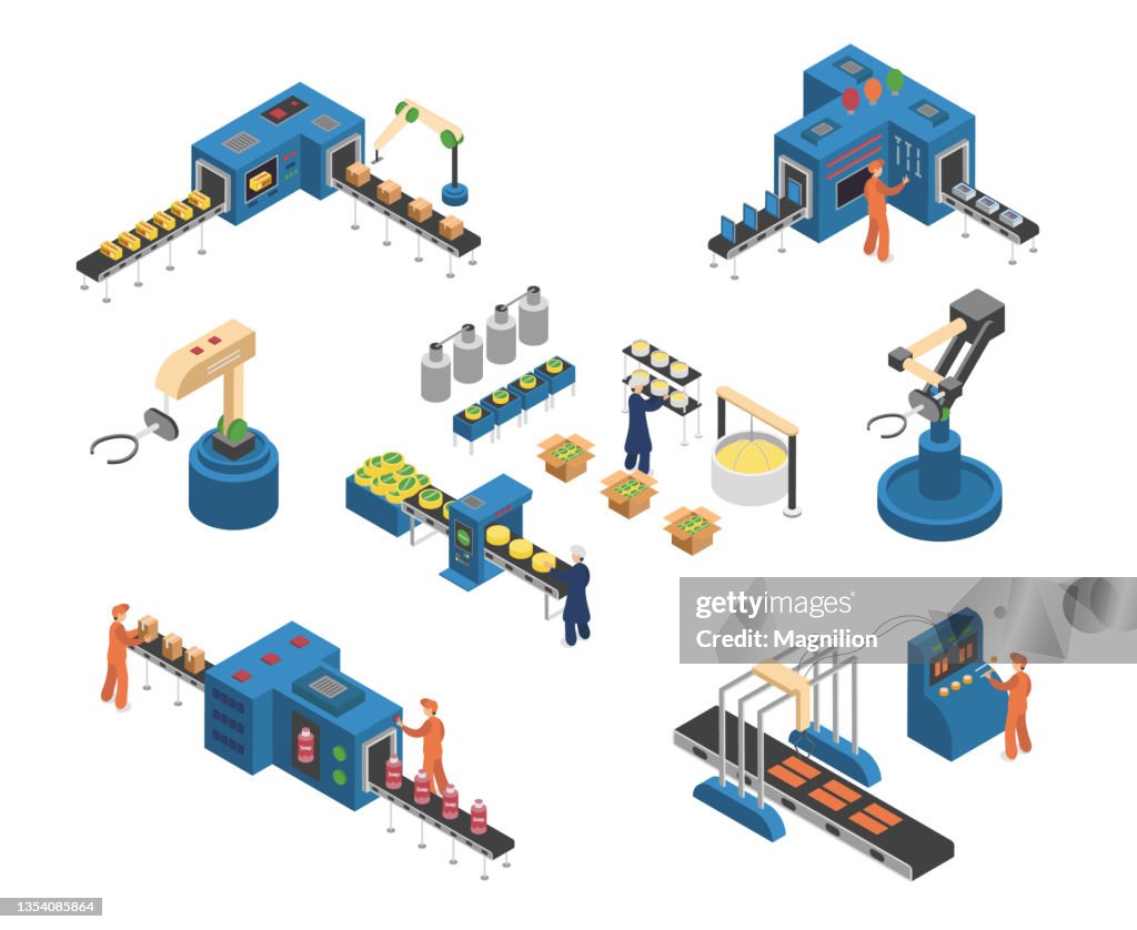 Industrial Robots and Manufacturing Isometric