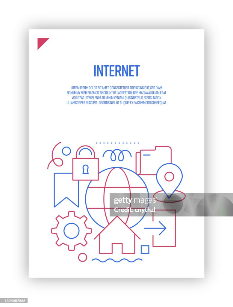 Vector Set Of Illustration Internet Concept Line Art Style Background ...