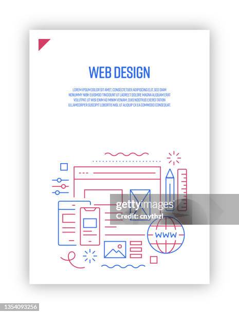 vector set of illustration web design concept. line art style background design for web page, banner, poster, print etc. vector illustration. - web design stock illustrations