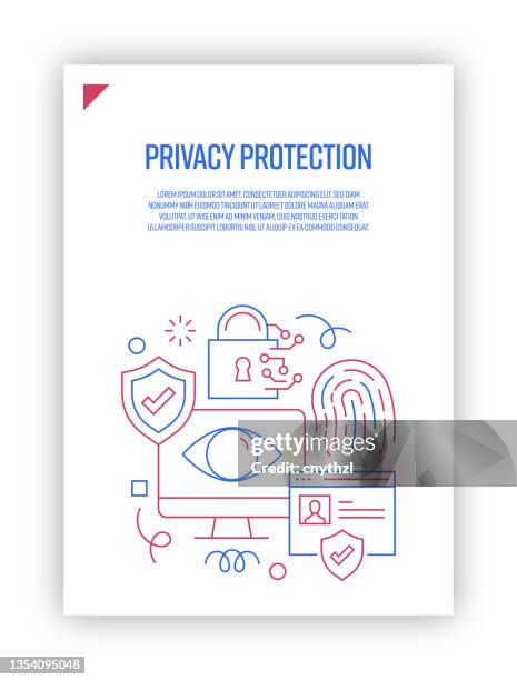 Vector Set Of Illustration Privacy Protection Concept Line Art Style ...