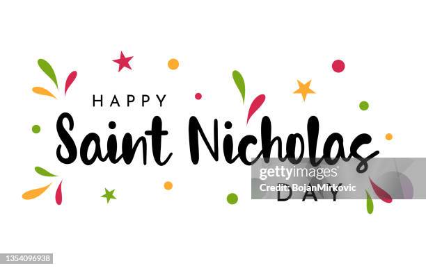 saint nicholas day colorful card. vector - saint nicholas stock illustrations