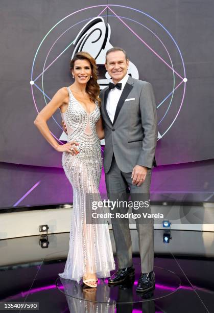 Cristina Bernal and Alan Tacher attend The 22nd Annual Latin GRAMMY Awards at MGM Grand Garden Arena on November 18, 2021 in Las Vegas, Nevada.