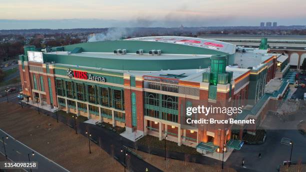 General view outside the arena prior to the New York Islanders home opener at their new $1.1 billion dollar rink which will debut Saturday night at...