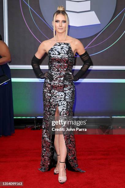 Kimberly Dos Ramos attends The 22nd Annual Latin GRAMMY Awards at MGM Grand Garden Arena on November 18, 2021 in Las Vegas, Nevada.