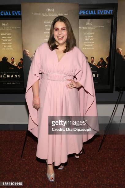 Beanie Feldstein attends as A24 and the Cinema Society host a screening of "The Humans" at Village East Cinema on November 18, 2021 in New York City.