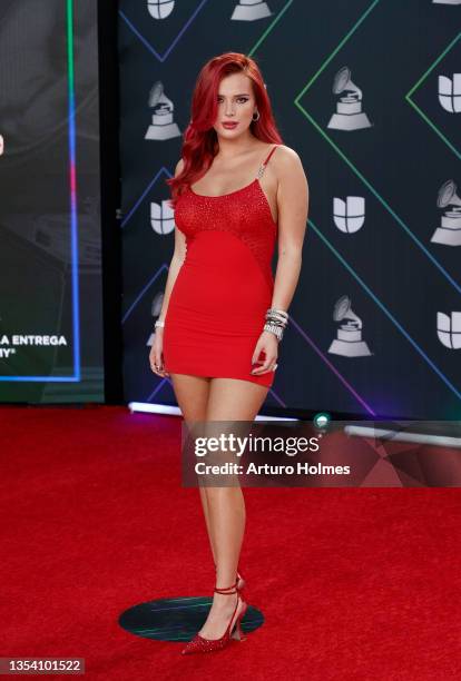 Bella Thorne attends The 22nd Annual Latin GRAMMY Awards at MGM Grand Garden Arena on November 18, 2021 in Las Vegas, Nevada.