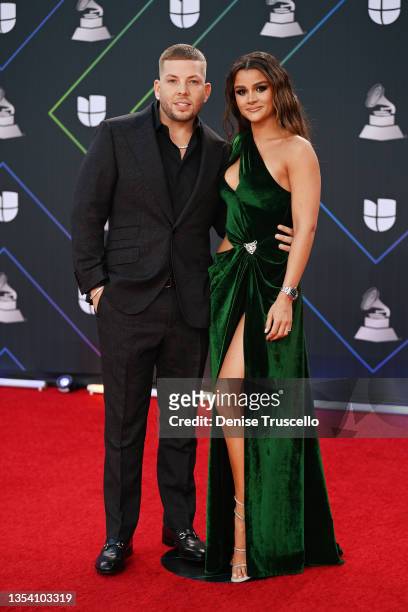 Vicente Saavedra and Clarissa Molina attends The 22nd Annual Latin GRAMMY Awards at MGM Grand Garden Arena on November 18, 2021 in Las Vegas, Nevada.