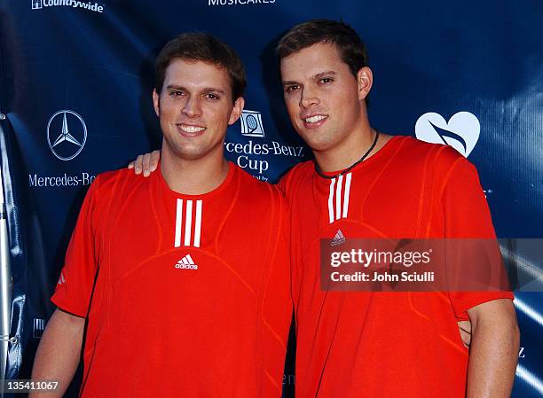 Mike Bryan and Bob Bryan during Gibson/Baldwin Presents "Night at the Net" at the 78th Annual Mercedes-Benz Cup Benefiting MUSICARES Foundation -...