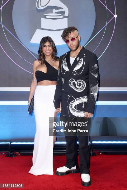 Mia Khalifa and Jhay Cortez attend The 22nd Annual Latin GRAMMY Awards at MGM Grand Garden Arena on November 18, 2021 in Las Vegas, Nevada.