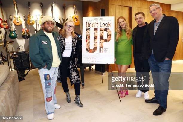 Jonah Hill, Meryl Streep, Jennifer Lawrence, Leonardo DiCaprio and Adam McKay attend Netflix's Don't Look Up LA Tastemaker Screening at ROSS HOUSE on...