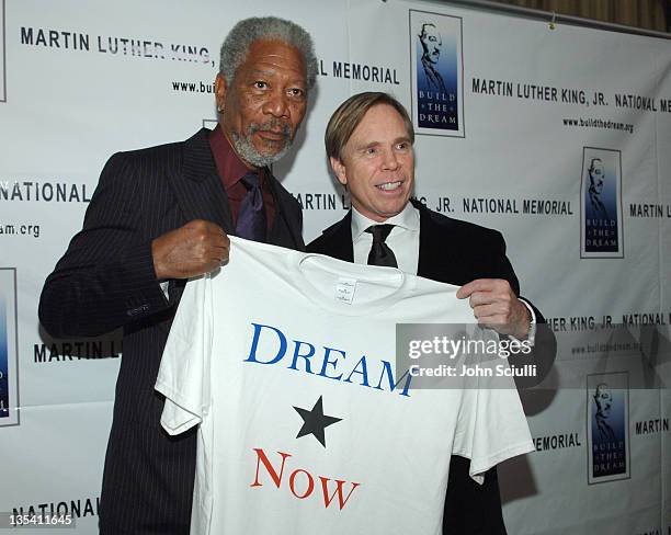 Morgan Freeman and Tommy Hilfiger during Los Angeles Dream Dinner Commemorating Martin Luther King Jr. National Memorial - February 28, 2006 at...