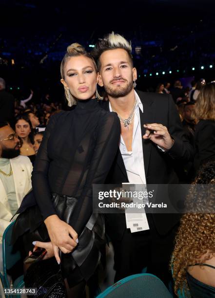 Stefanía Roitman and Ricky Montaner attend The 22nd Annual Latin GRAMMY Awards at MGM Grand Garden Arena on November 18, 2021 in Las Vegas, Nevada.