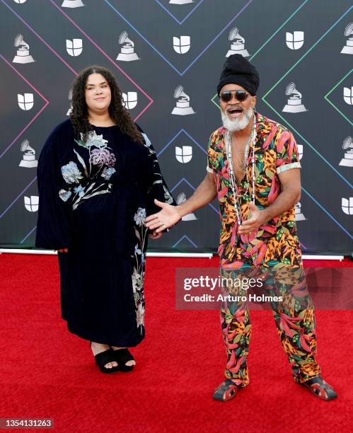 Nina de Freitas and Carlinhos Brown attend The 22nd Annual Latin GRAMMY Awards at MGM Grand Garden Arena on November 18, 2021 in Las Vegas, Nevada.