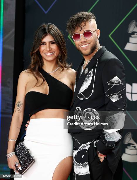 Mia Khalifa and Jhay Cortez attend The 22nd Annual Latin GRAMMY Awards at MGM Grand Garden Arena on November 18, 2021 in Las Vegas, Nevada.