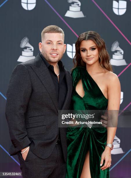 Vicente Saavedra and Clarissa Molina attends The 22nd Annual Latin GRAMMY Awards at MGM Grand Garden Arena on November 18, 2021 in Las Vegas, Nevada.