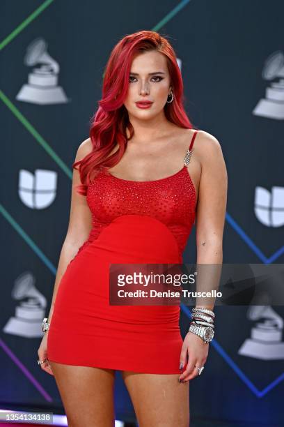 Bella Thorne attends The 22nd Annual Latin GRAMMY Awards at MGM Grand Garden Arena on November 18, 2021 in Las Vegas, Nevada.