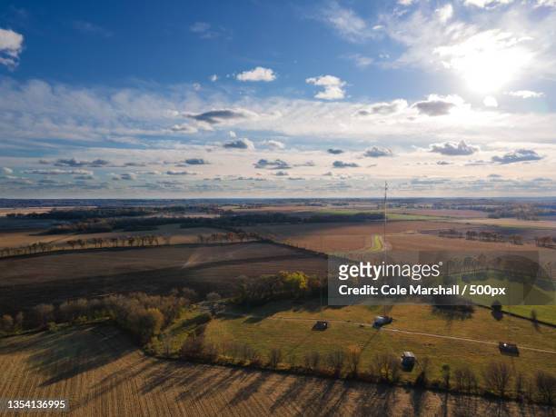 aerial view of landscape against sky,madison,wisconsin,united states,usa - antenna aerial stock pictures, royalty-free photos & images