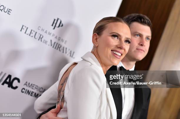 Scarlett Johansson and Colin Jost attend the 35th Annual American Cinematheque Awards Honoring Scarlett Johansson at The Beverly Hilton on November...