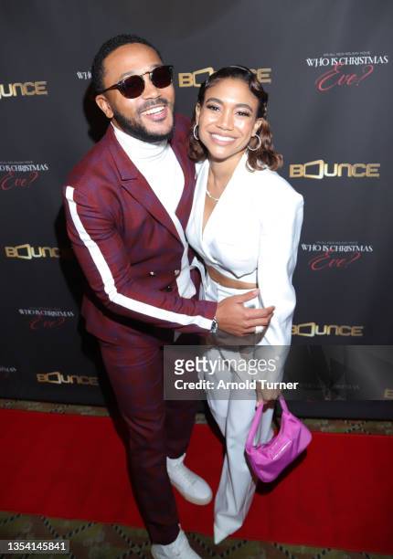 Romeo Miller and Paige Audrey-Marie Hurd attend a private screening of 'Who is Christmas Eve?' at Raleigh Studios on November 18, 2021 in Hollywood,...