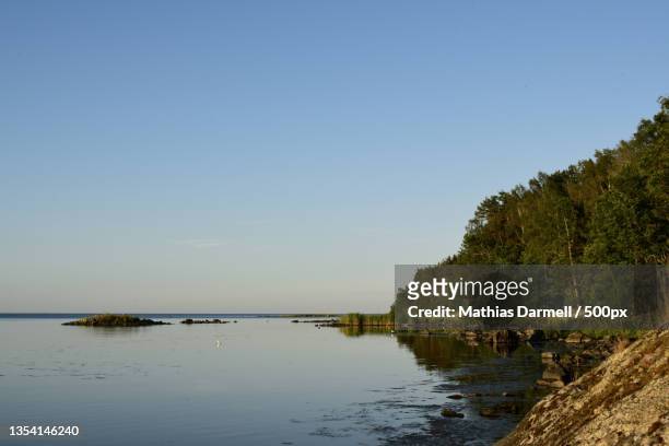 scenic view of lake against clear sky - darmell bildbanksfoton och bilder