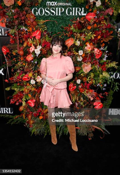 Malina Weissman attends Gossip Girl Friendsgiving: A Pop-Up To Give And Receive on November 18, 2021 in New York City.