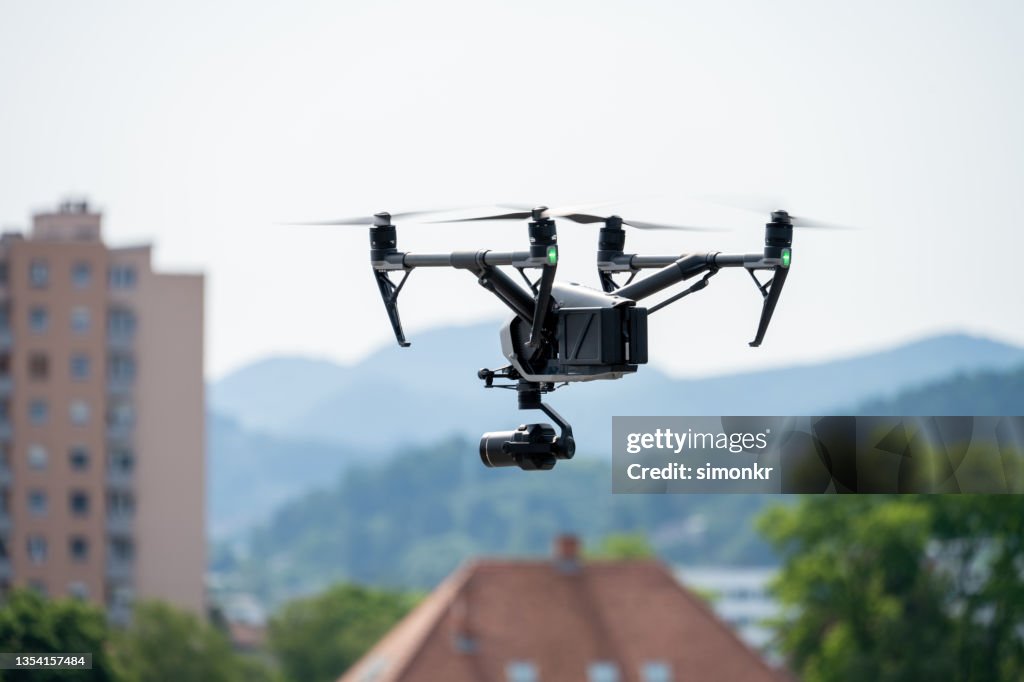 Close-up of drone with camera
