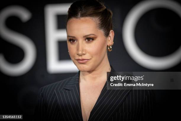 Ashley Tisdale attends the Los Angeles premiere of MGM's 'House of Gucci' at Academy Museum of Motion Pictures on November 18, 2021 in Los Angeles,...