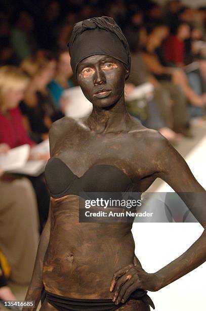 Model wearing Juan Carlos Obando Spring 2006 during Mercedes-Benz Spring 2006 L.A. Fashion Week at Smashbox Studios - Juan Carlos Obando - Runway at...