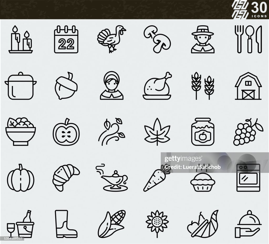 Thanksgiving Day Line icons