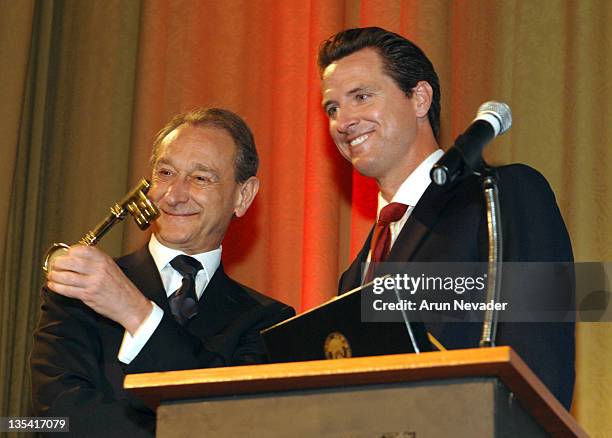 Paris Mayor Bertrand Delanoe receives the city key from San Francisco Mayor Gavin Newsom at the opening of the 49th San Francisco International Film...