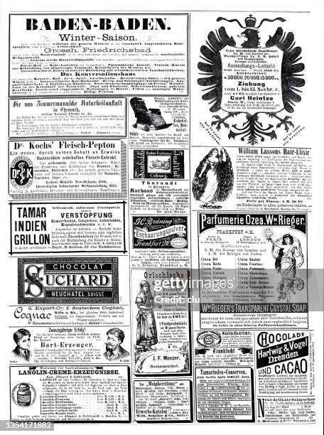ads in german magazine of 1887 including baden-baden advertising - 1887 幅插畫檔、美工圖案、卡通及圖標