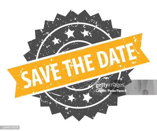 save the date - stamp, imprint, seal template. grunge effect. vector stock illustration - printing texture stock illustrations