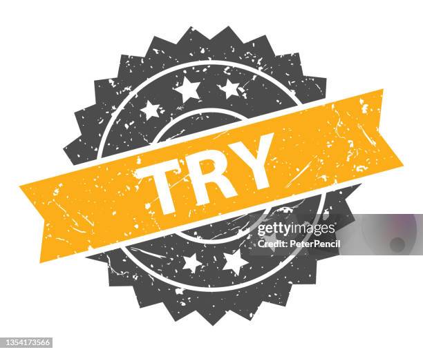 try - stamp, imprint, seal template. grunge effect. vector stock illustration - work hard play hard stock illustrations