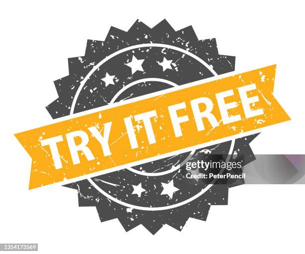 try it free - stamp, imprint, seal template. grunge effect. vector stock illustration - work hard play hard stock illustrations