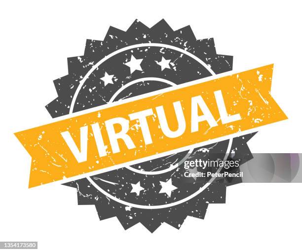 virtual - stamp, imprint, seal template. grunge effect. vector stock illustration - virtual awards stock illustrations