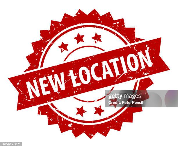 new location - stamp, imprint, seal template. grunge effect. vector stock illustration - new text message stock illustrations