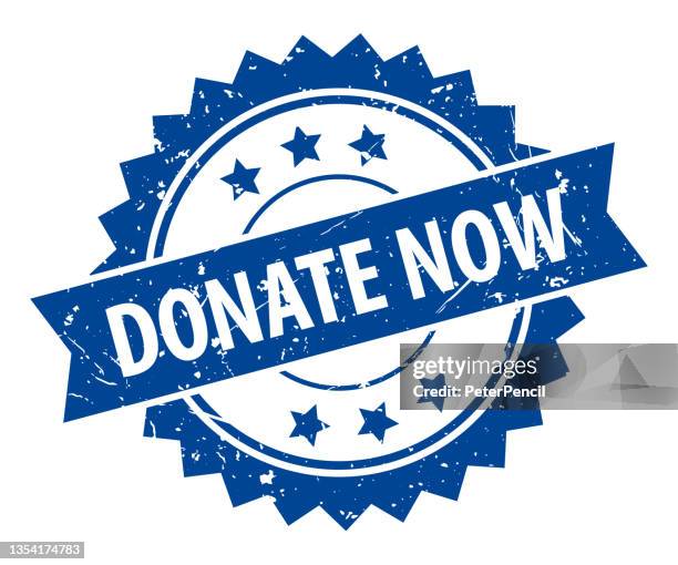 donate now - stamp, imprint, seal template. grunge effect. vector stock illustration - removing sticker stock illustrations