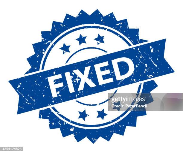 fixed - stamp, imprint, seal template. grunge effect. vector stock illustration - printing services stock illustrations