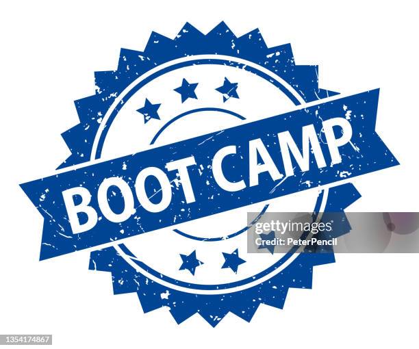 boot camp - stamp, imprint, seal template. grunge effect. vector stock illustration - military training stock illustrations