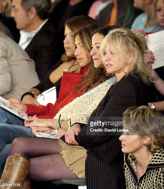 Melanie Blatt, Leah Wood and Jo Wood during London Fashion Week Spring 2005 - Betty Jackson - Front Row at BFC Tent, London in London, Great Britain.