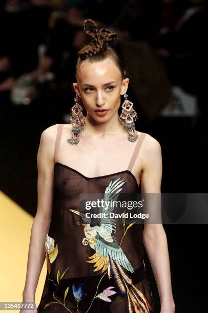 Elizabeth Jagger Wearing Clements Ribeiro during London Fashion Week Spring 2005 - Clements Ribeiro - Runway at BFC Tent, Kings Road, Chelsea in...