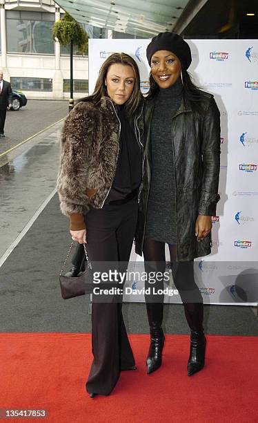 Michelle Heaton and Kelli Young of Liberty X during The 2005 Peter Pan Awards - Arrivals at Park Lane Hilton Hotel in London, Great Britain.