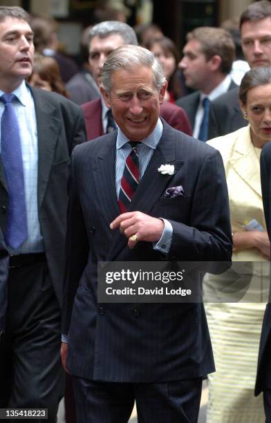 Prince Charles, Prince of Wales during Prince Charles and the Duchess of Cornwall Visit Leadenhall Market and Lloyds of London at Leadenhall Market...